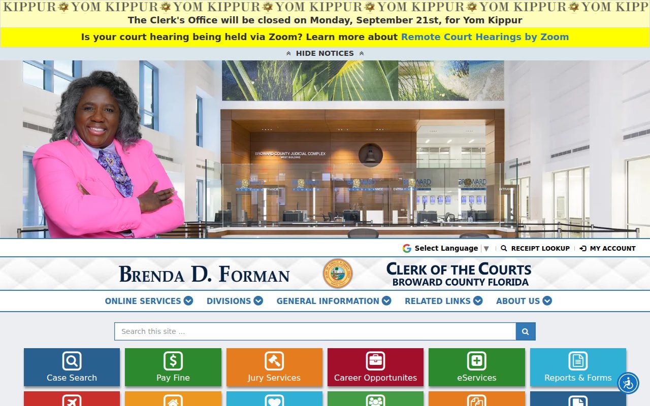 Broward County Clerk of Courts screenshot